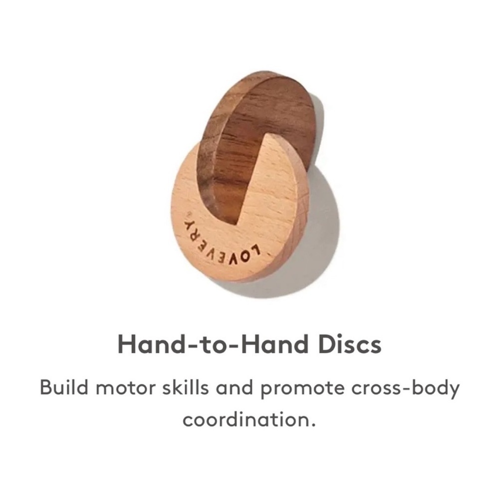 Lovevery Wooden Montessori Hand to Hand Discs Months 3,  4